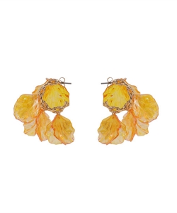 Acrylic Petals Stud Earrings Goldtone ES700140 YELLOW